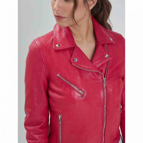 Lederjacke Rose Garden Olympe rot