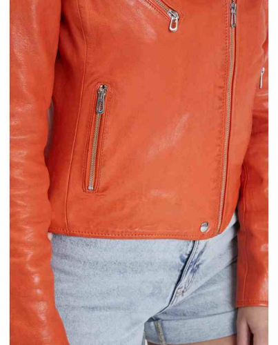 Lederjacke Rose Garden Olympe orange