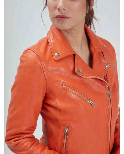 Lederjacke Rose Garden Olympe orange