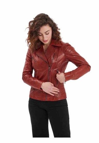Lederjacke Rose Garden Juliette rot