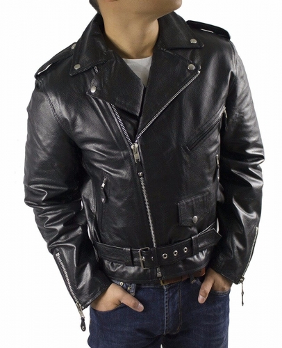 Lederjacke Marlon Brando Bikerjacke schwarz