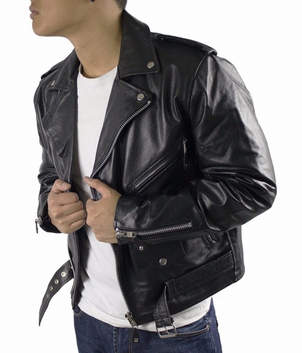 Lederjacke Marlon Brando Bikerjacke schwarz