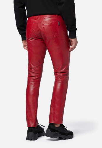 Lederhose Ricano Slim Fit rot