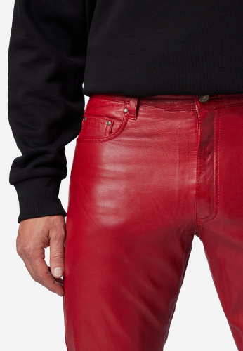 Lederhose Ricano Slim Fit rot