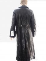 Offiziers-Ledermantel Retro-Look Vintage-Schwarz